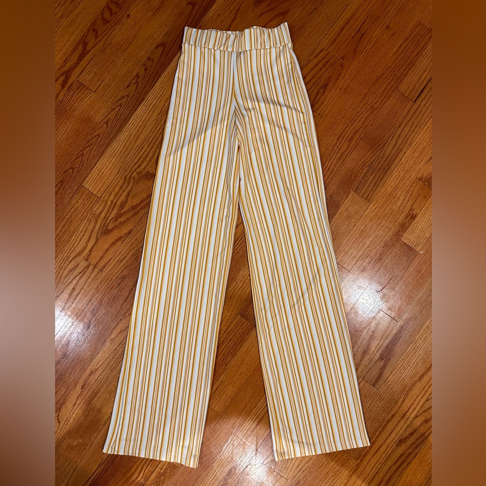 Winsdor Yellow & White Striped Dress Pants